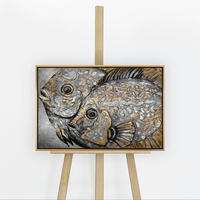 GEMÄLDE Magische Fische Schattenfugenrahmen Gold 60x40 cm - Goldfarben, Holz (60/40cm) - YS-art gallery