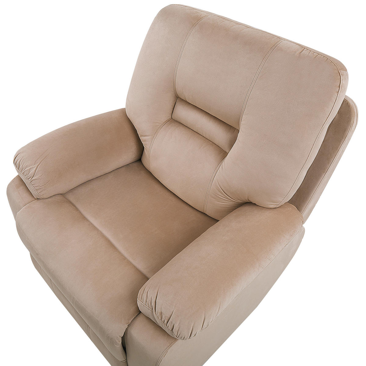 FERNSEHSESSEL Samtstoff beige LED-Beleuchtung USB-Port elektrisch verstellbar Bergen - Beige, Textil (85/101/74cm) - Beliani