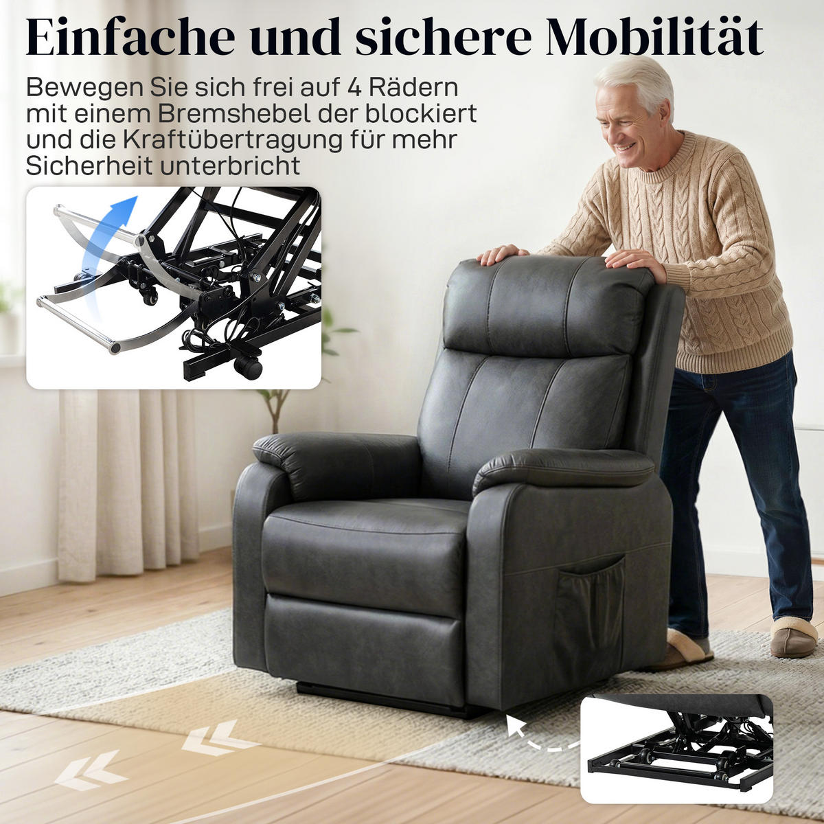 RELAXSESSEL DE-06440 elektrischer Lift, 170° Zero-Gravity, Doppelmotor Schwarz - Schwarz, Metall (87/105/96cm) - ComfortXL