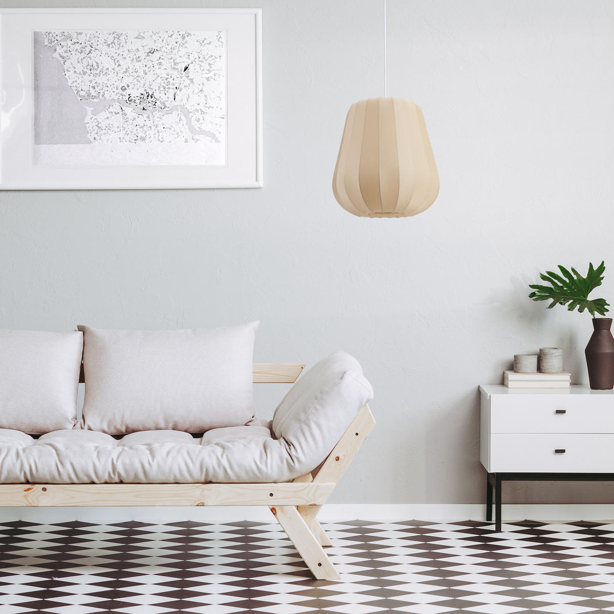 PENDELLEUCHTE Hugo Pd1 Aysun - Beige/Weiß, Metall (35/35/41cm) - Paco Home