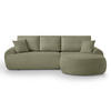 ECKSOFA Teddy L Hellgrün, Bouclé-Stoff, rechts - Schwarz/Hellgrün, Textil (270/170cm) - Beautysofa