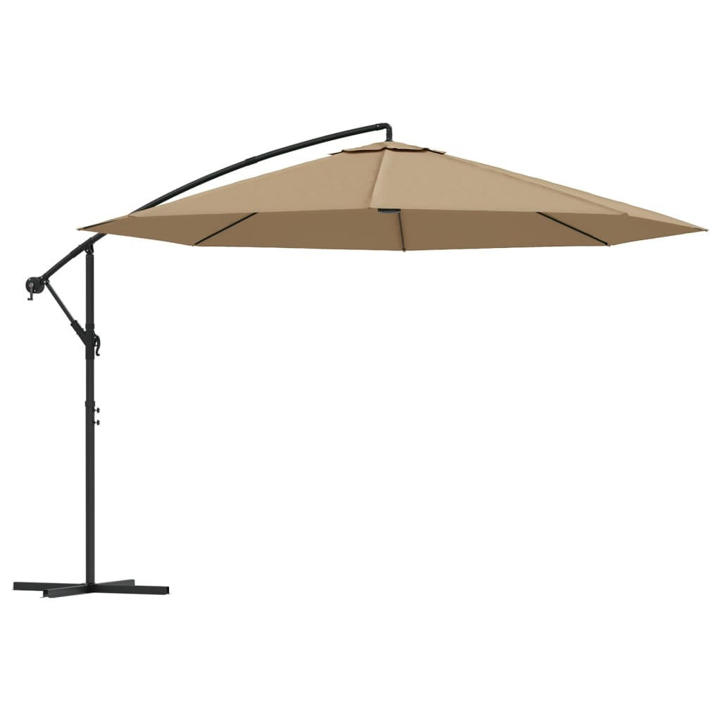SONNENSCHIRM rund MARC 350cm Taupe | UV-Schutz, Kurbelsystem | Ampelschirm rund - Taupe, Metall (350/350cm) - DELUKE