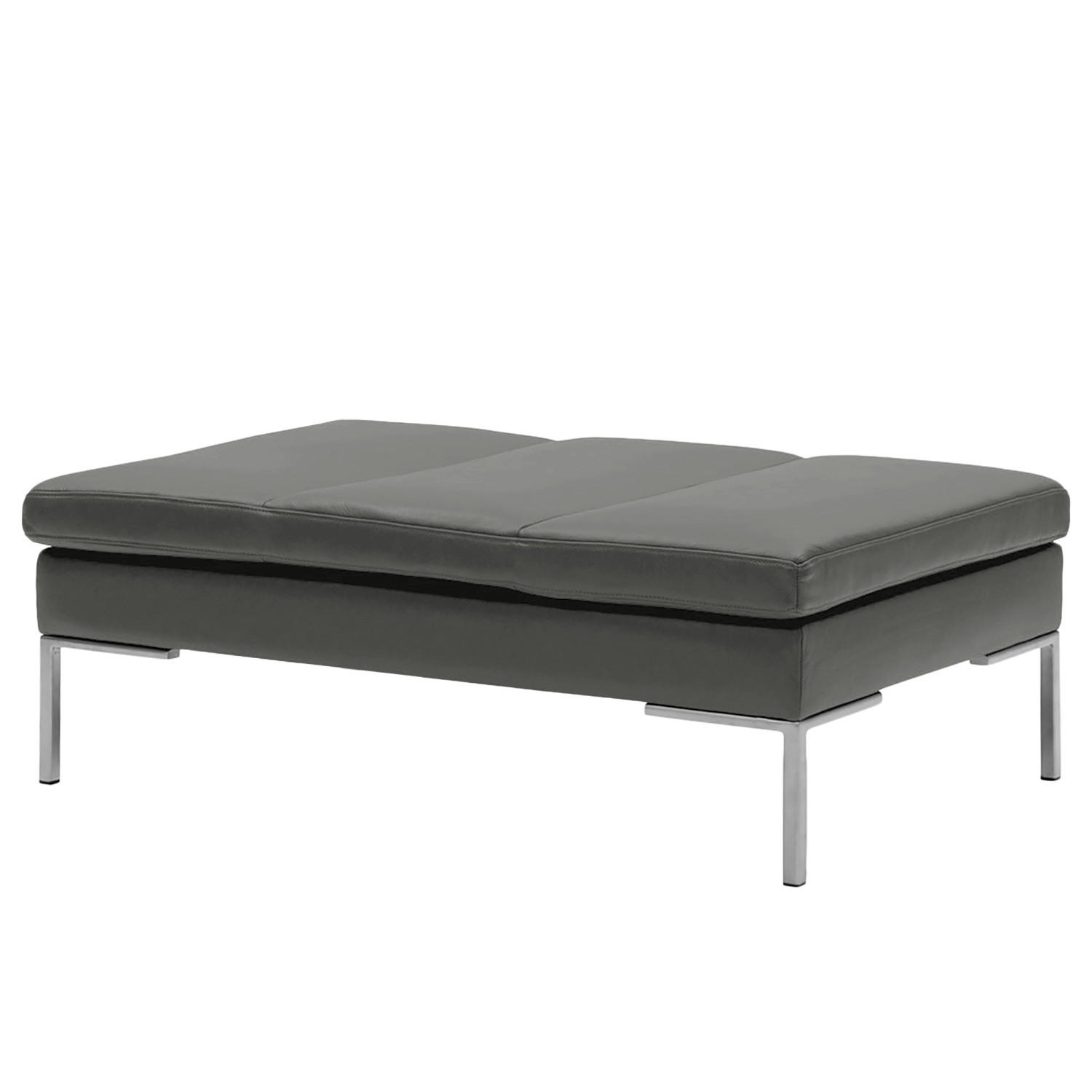 POLSTERHOCKER - Chromfarben/Grau, Leder/Metall (108/40/69cm) - home24