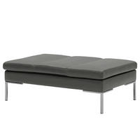 POLSTERHOCKER - Chromfarben/Grau, Leder/Metall (108/40/69cm) - home24