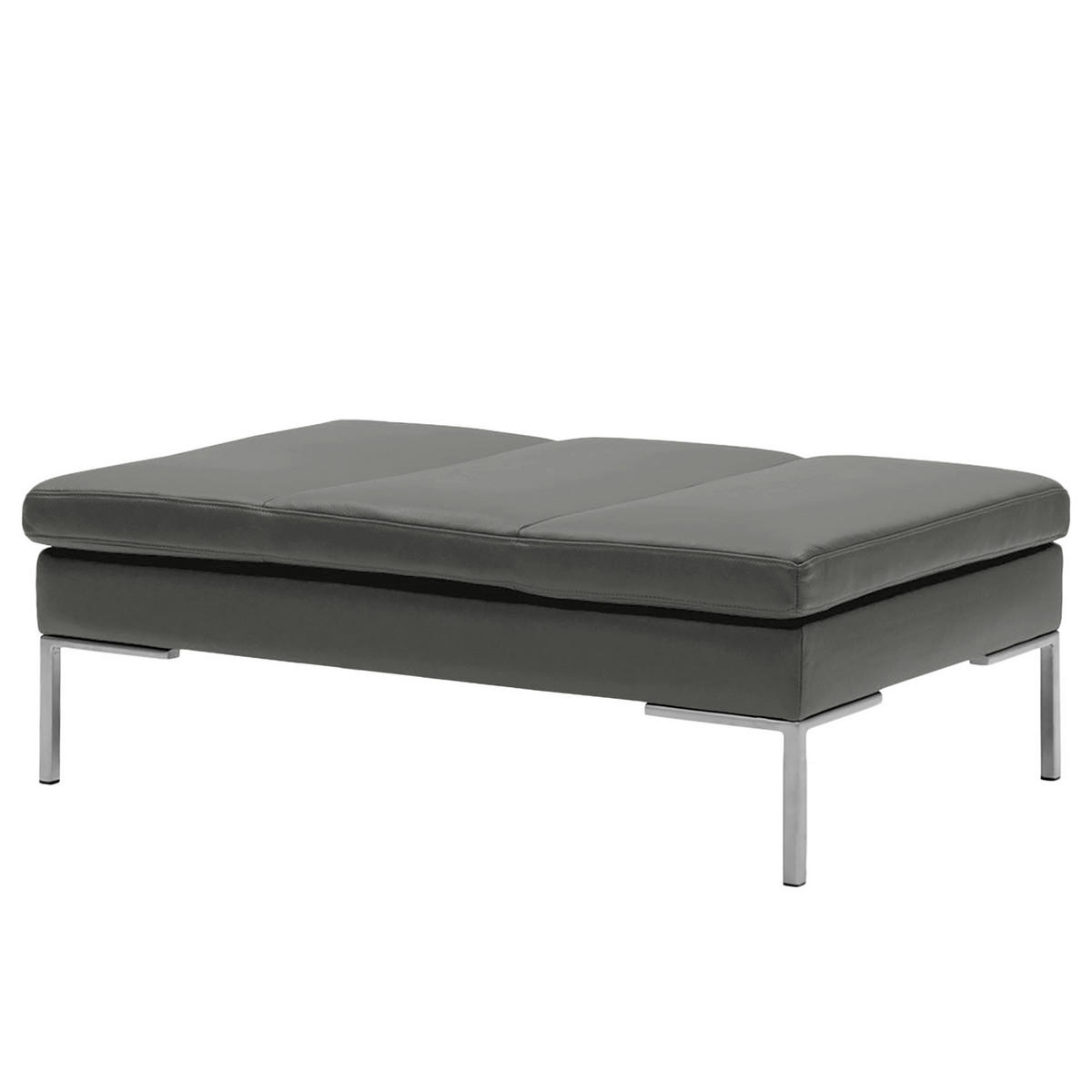 POLSTERHOCKER - Chromfarben/Grau, Leder/Metall (108/40/69cm) - home24