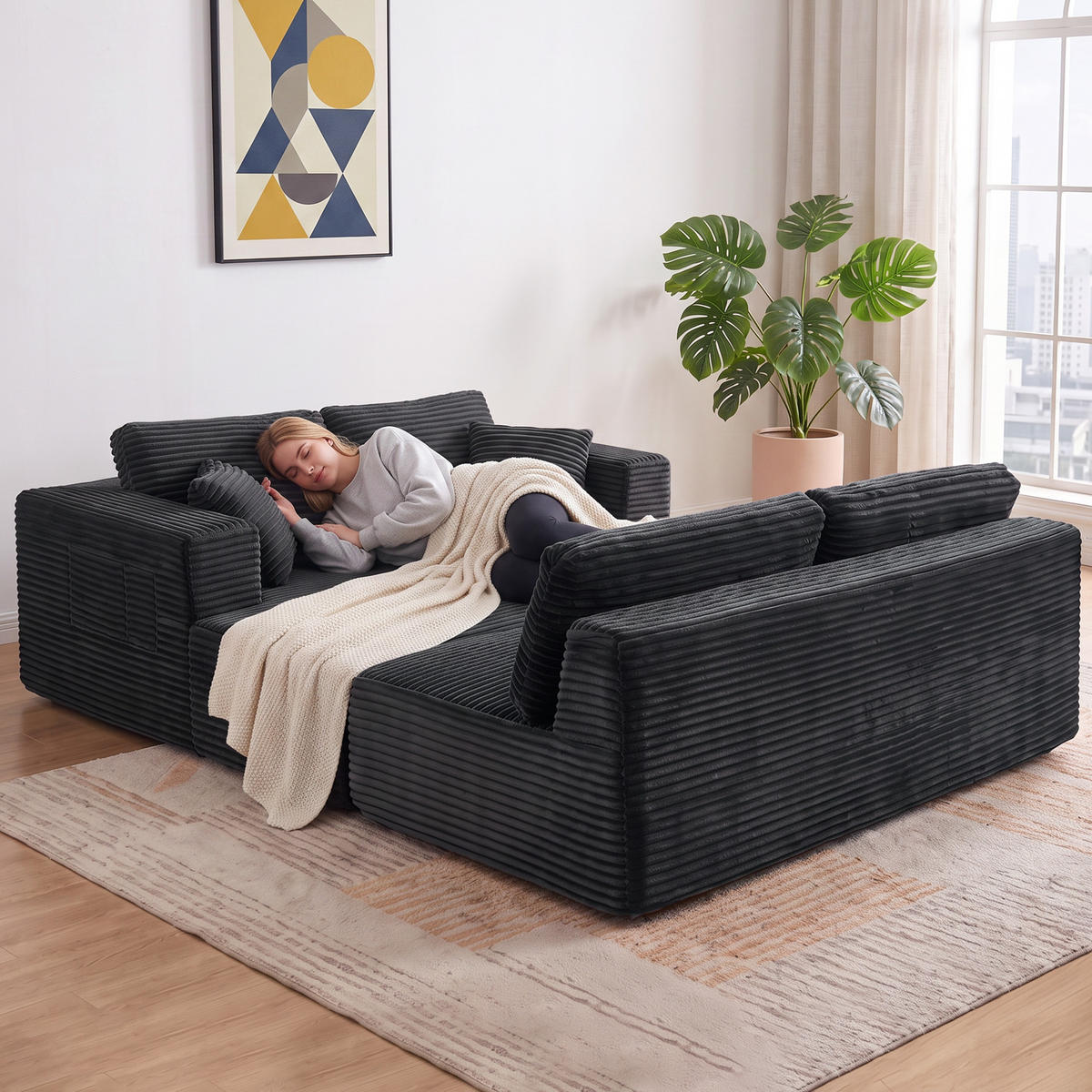 ECKSOFA Dunkelgrau 369.0/152.0/78.0 cm - Dunkelgrau, Textil (152/369cm)