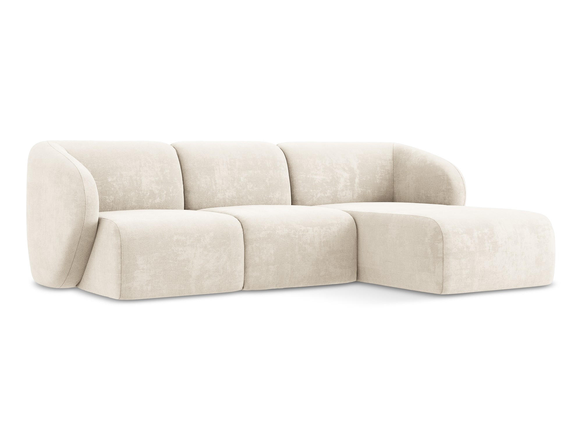 ECKSOFA Rechts Chenille Stoff Beige - Creme/Schwarz, Holzwerkstoff/Kunststoff (248/166cm) - Makamii