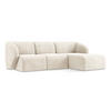 ECKSOFA Rechts Chenille Stoff Beige - Creme/Schwarz, Holzwerkstoff/Kunststoff (248/166cm) - Makamii