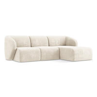 ECKSOFA Rechts Chenille Stoff Beige - Creme/Schwarz, Holzwerkstoff/Kunststoff (248/166cm) - Makamii