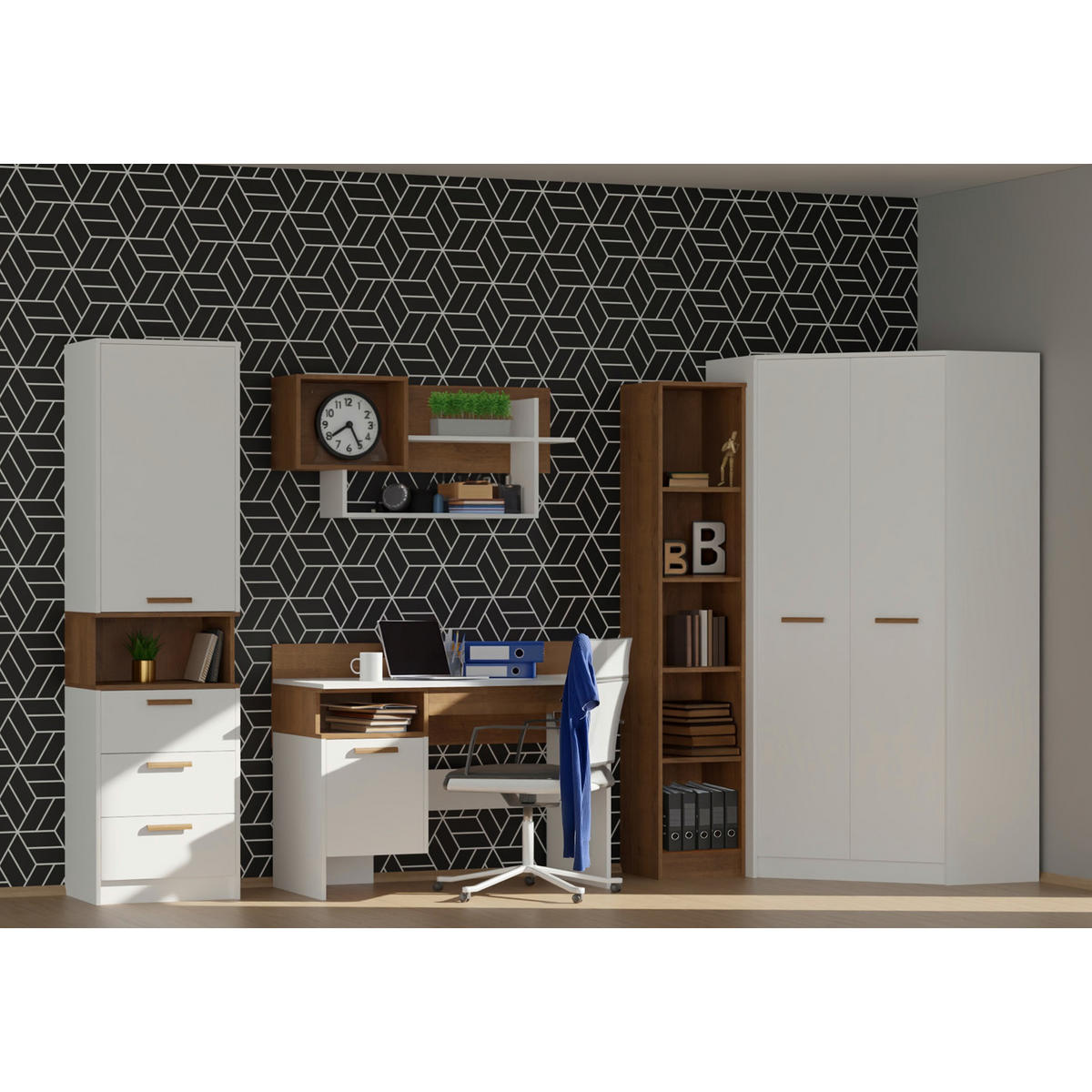 DREHTÜRENSCHRANK KLEIDERSCHRANK G1/B WEIß 88/195/54 - Weiß, Holzwerkstoff (88/195/54cm) - Marmex Möbel