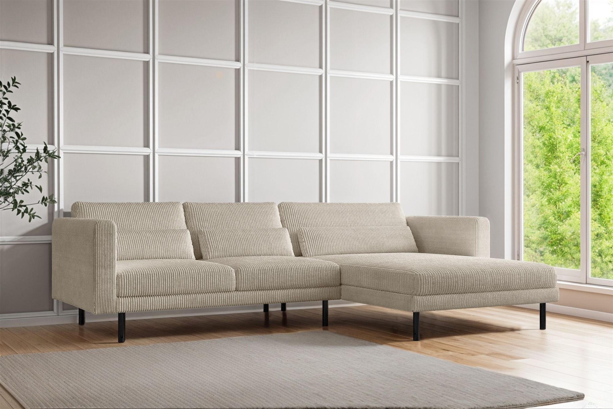 ECKSOFA Agada In Poso - Creme, Holzwerkstoff/Textil (281/174cm) - Fun Möbel