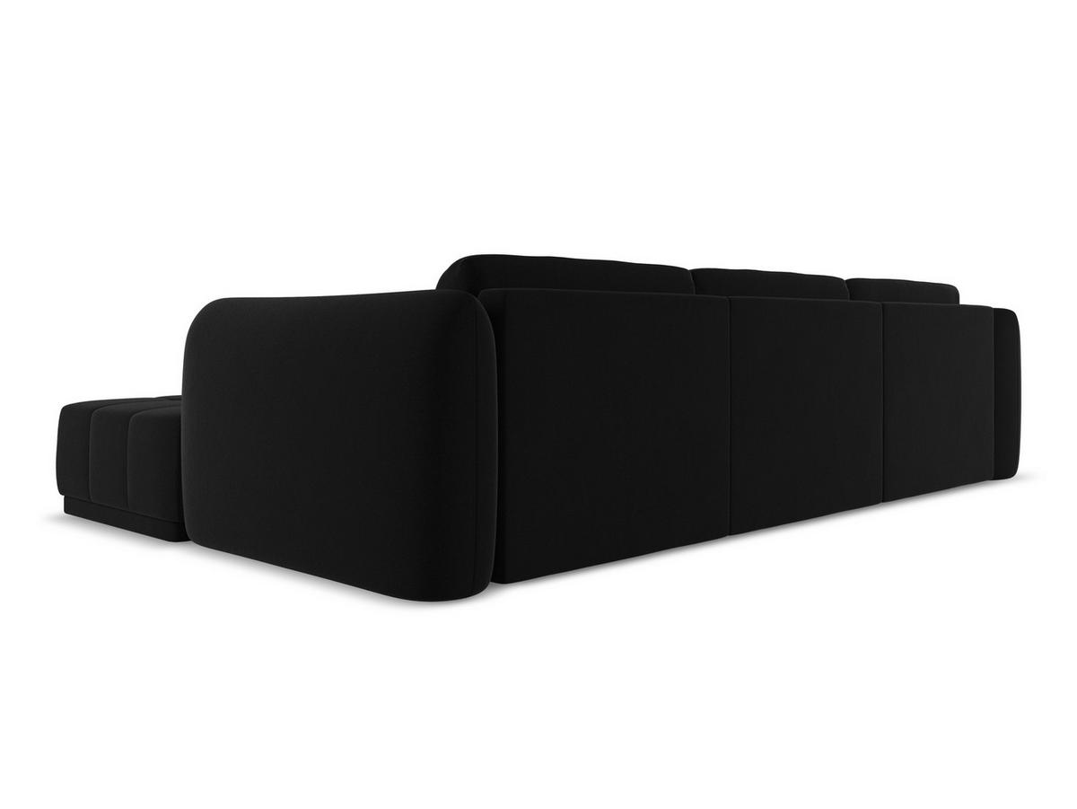 ECKSOFA Rechts Samt Stoff Schwarz - Schwarz, Kunststoff/Textil (290/170cm) - Makamii