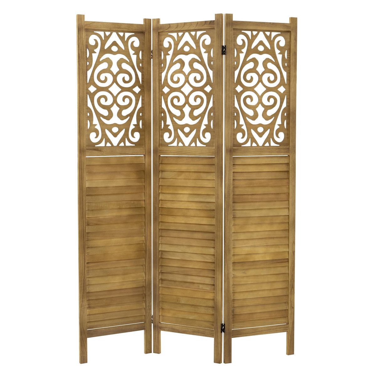 PARAVENT 3 teilig Tokio 170x121 cm Naturaus Holz - Braun, Holz (121/170/2cm) - ML-DESIGN