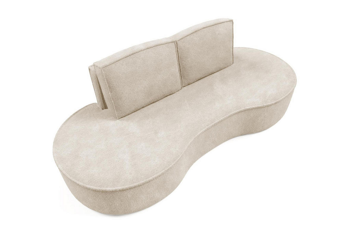 SOFA Flow Beige, mit Kissen in Abriamo Stoff - Beige, Holzwerkstoff (234/88/101cm) - Bettso