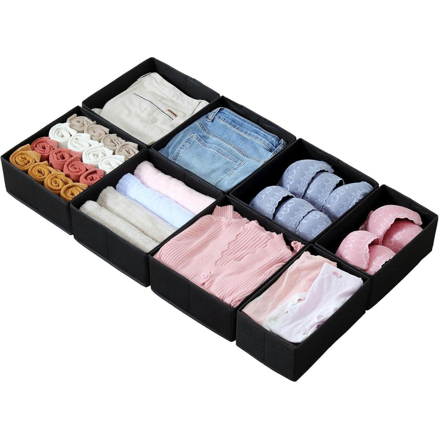 SCHUBLADEN Organizer 8er Set für PAX Kleiderschrank 100x58 cm Schwarz - Schwarz, Textil (24/11/26cm)