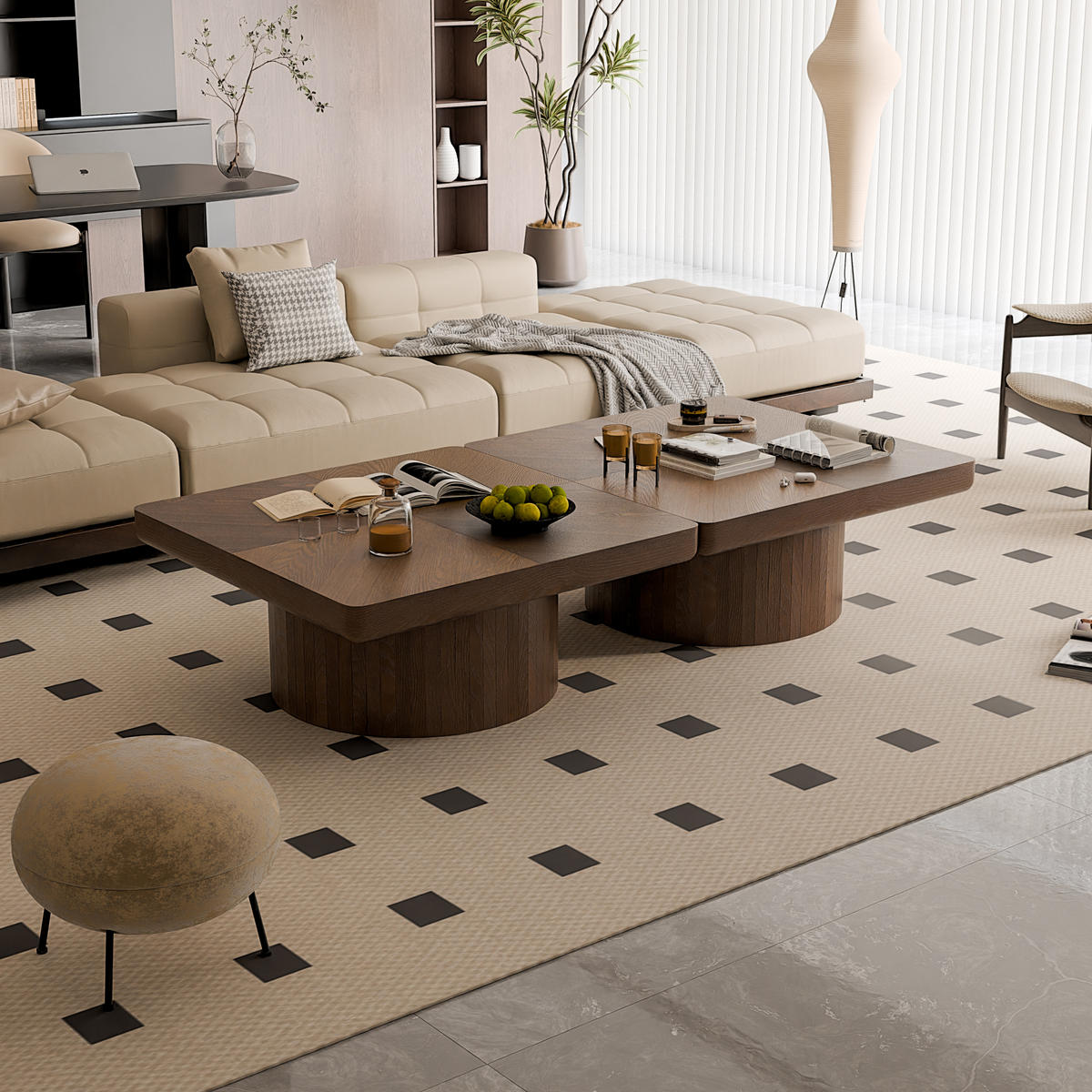 COUCHTISCH Walnuss quadratisch Parkett-Muster 78/78/38 cm - Walnussfarben, Holz (78/78/38cm) - PANGIVO
