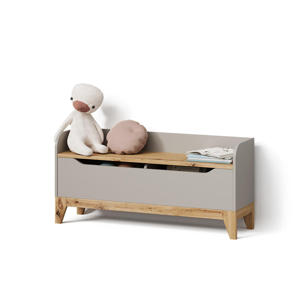 Livinity® KOMODA NA HRAČKY Malia Kašmír/Řemeselné 107.2 x 50 cm s lavicí