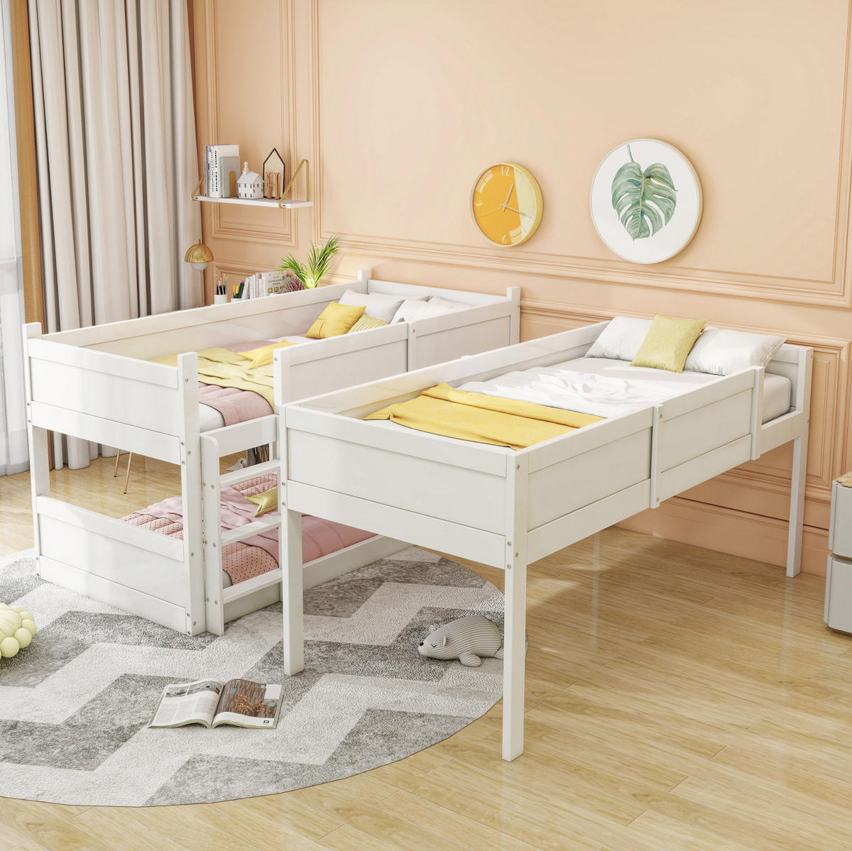 ETAGENBETT 90/200 cm in Weiß aus Massivholz mit hoher Absturzsicherung - Weiß, Holzwerkstoff (90/200cm) - OKMYHOME