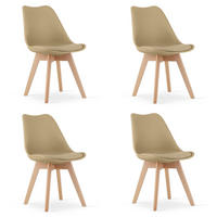 ESSZIMMERSTUHL 4-er Set RIKX dunkelbeiger Sitz, natürliche Beine - Beige/Naturfarben, Kunststoff (49/82/43cm) - Valora