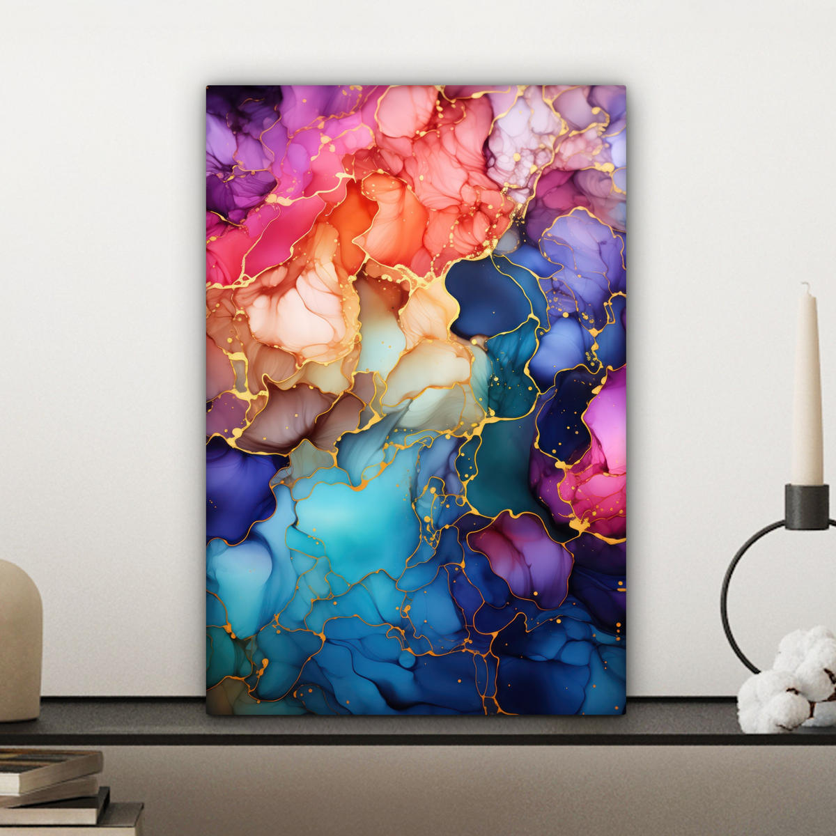 LEINWANDBILD Marmor - Bunt - Abstrakt 20x30 cm - Multicolor, Textil (20/30cm) - MuchoWow