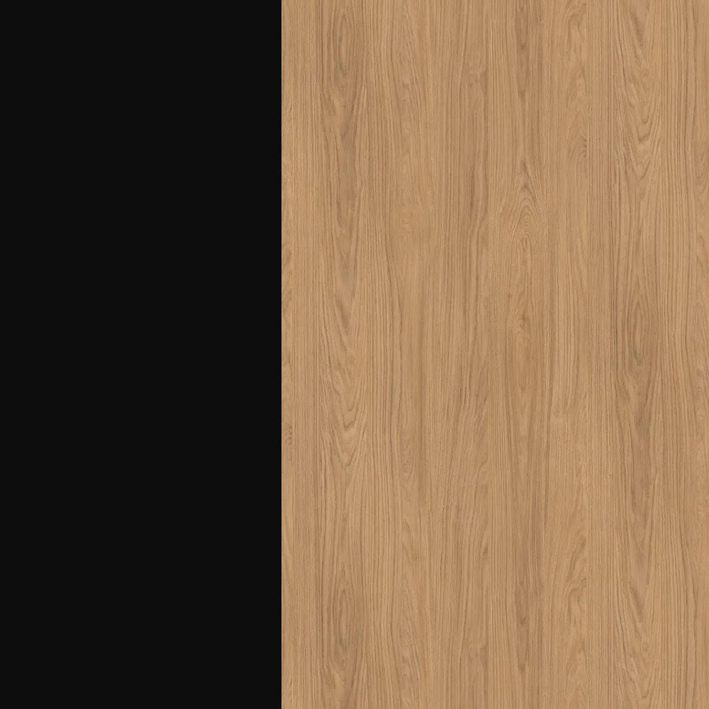 KÜCHENZEILE Casella 15-teilig Schwarz / Casella Eiche Natur - Schwarz/Braun, Holzwerkstoff/Metall (360/207/270cm) - Feldmann-Wohnen