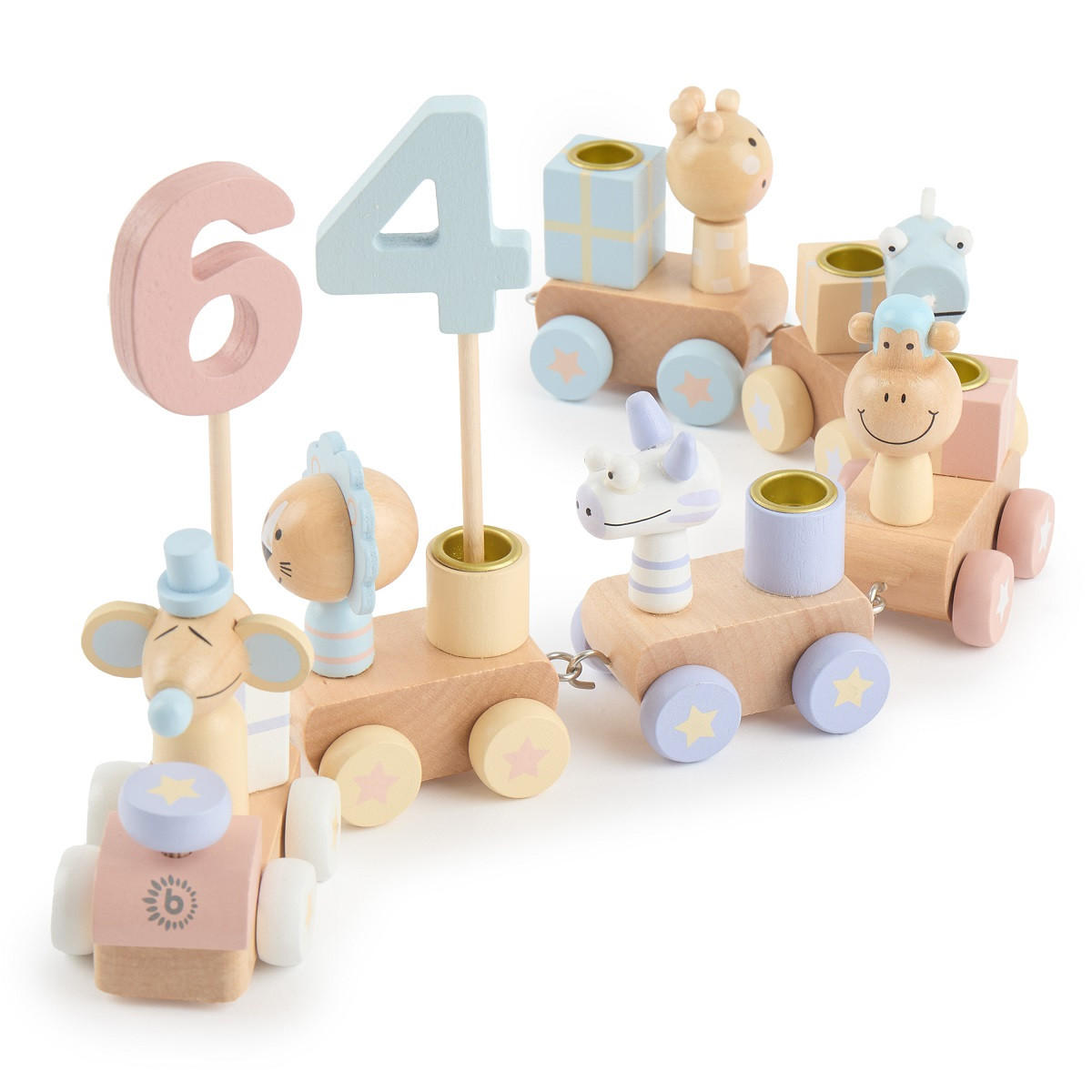 GEBURTSTAGSZUG Holz Scandi-Chic Candy 0- - Multicolor, Holz (5/48cm) - Bieco Spielwaren