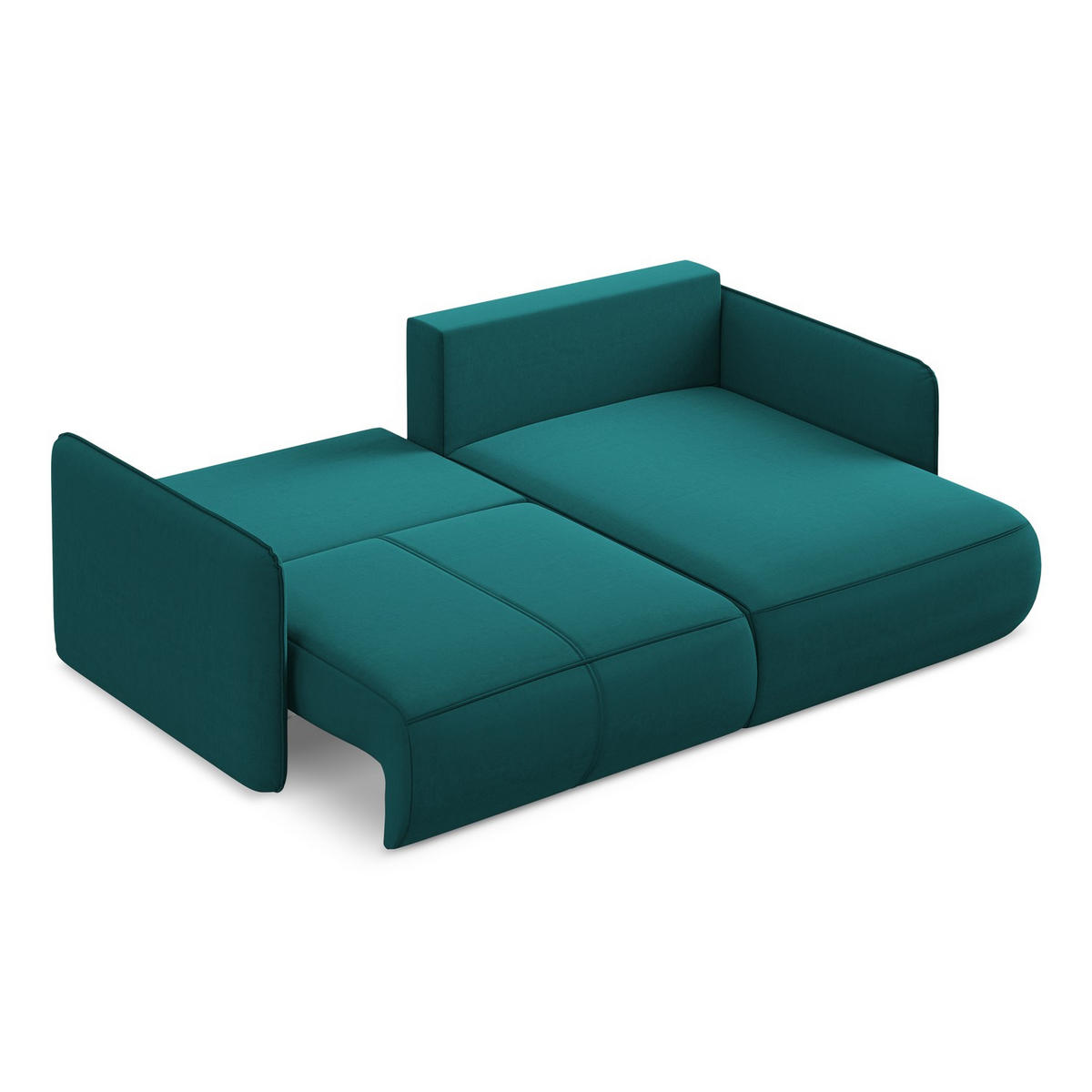 ECKSOFA mit Schlaffunktion Samt Stoff Blau - Blau/Petrol, Kunststoff/Textil (207/148cm) - LaMiaSofa