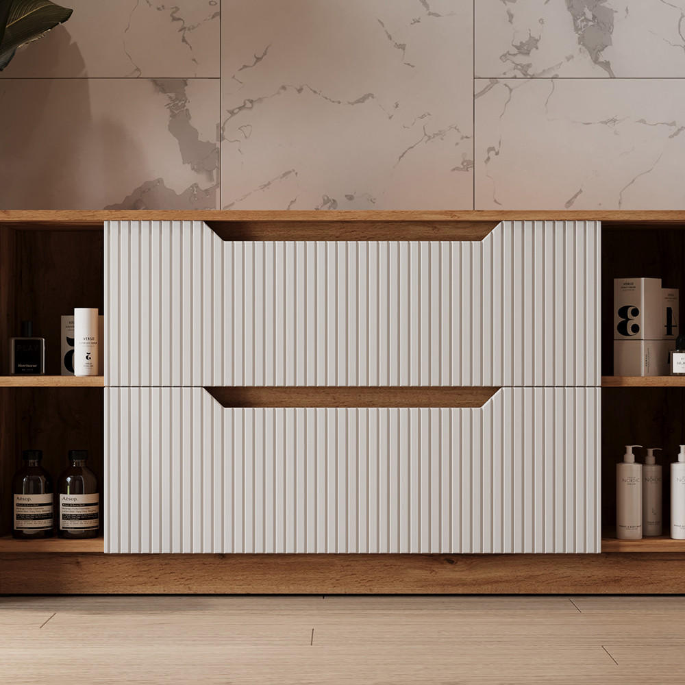 Thumbnail - Vicco Waschbeckenunterschrank, Weiß, Holzwerkstoff, 2 Schubladen, Rechteckig, 119.2x62.5x32 cm, Badezimmer, Badezimmersc...