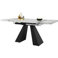 AUSZIEHBARER Esstisch MDF in Marmoroptik, 99–159/74/77 cm, Grau, mit Metallschienen & Metallgestell - Grau, Holzwerkstoff (159/74/77cm) - Redom
