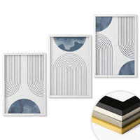 WANDBILDER 3er-Set - 40x60 cm Weißer Rahmen - Abstrakte blaue Muster - Weiß, Kunststoff (40/60cm) - ArtPrintCave
