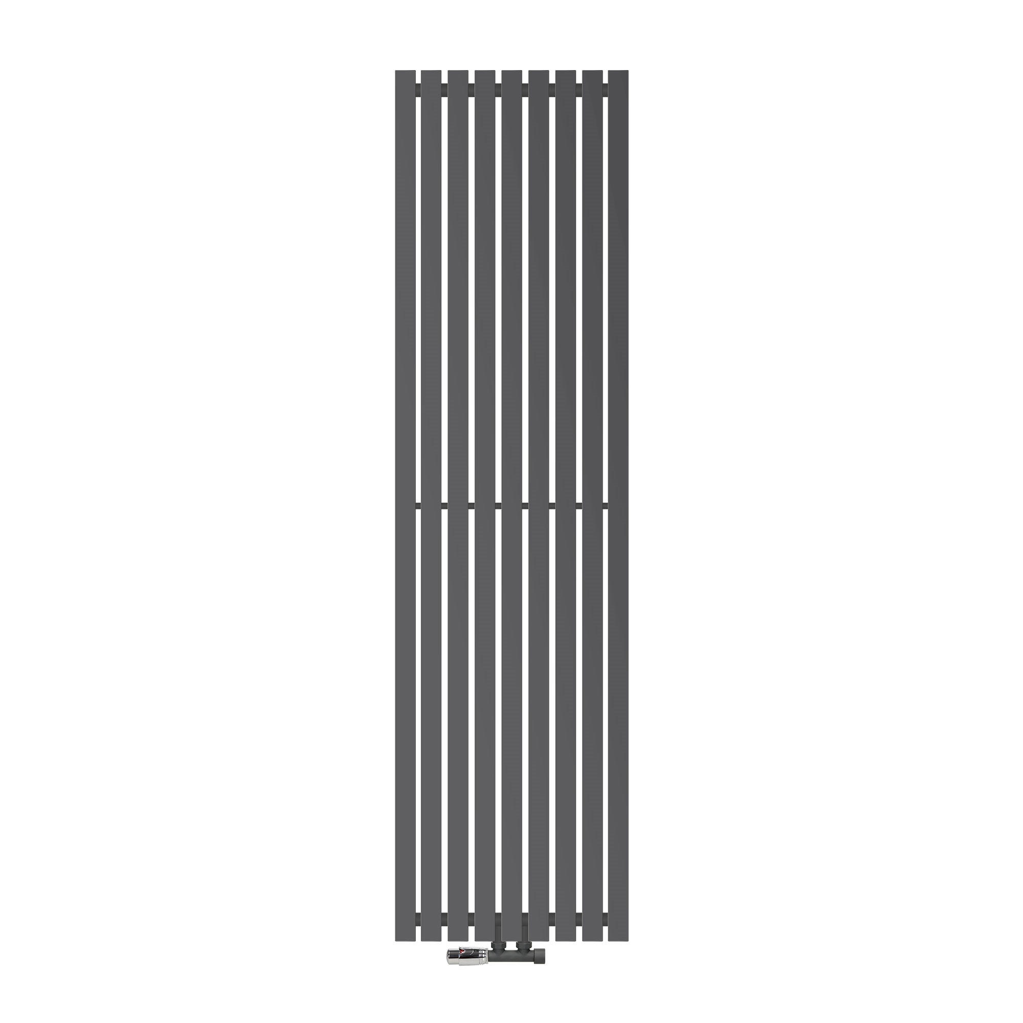 BADHEIZKÖRPER Stella 480x1800 mm Anthrazit mit Ventil Eckform - Anthrazit, Metall (48/180/5cm) - LuxeBath
