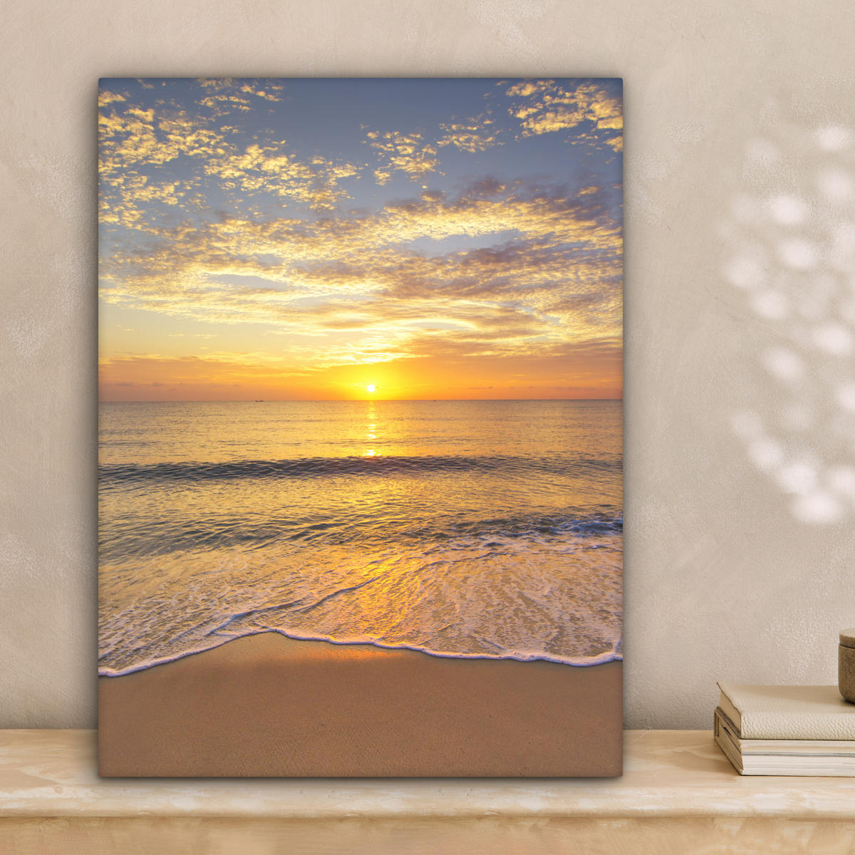 LEINWANDBILD Strand - Sonnenuntergang - Meer 30x40 cm - Gelb, Textil (30/40cm) - MuchoWow