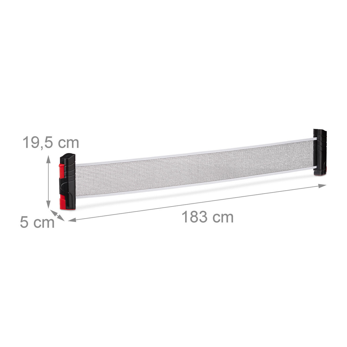 TISCHTENNISNETZ - Schwarz, Kunststoff (183/5cm) - Relaxdays