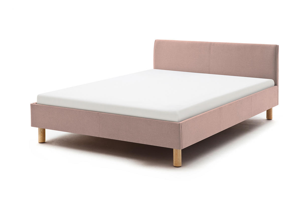 POLSTERBETT LEO Pink Eiche - Pink, Textil (120/200cm) - KAWOLA
