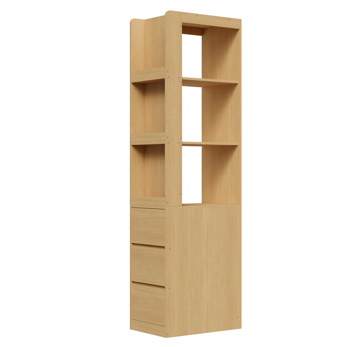 BÜCHERREGAL 60cm 200cm hoch Schubladen Anti-Kipp modern - Eichefarben, Holzwerkstoff (60/200/40cm) - FLIEKS