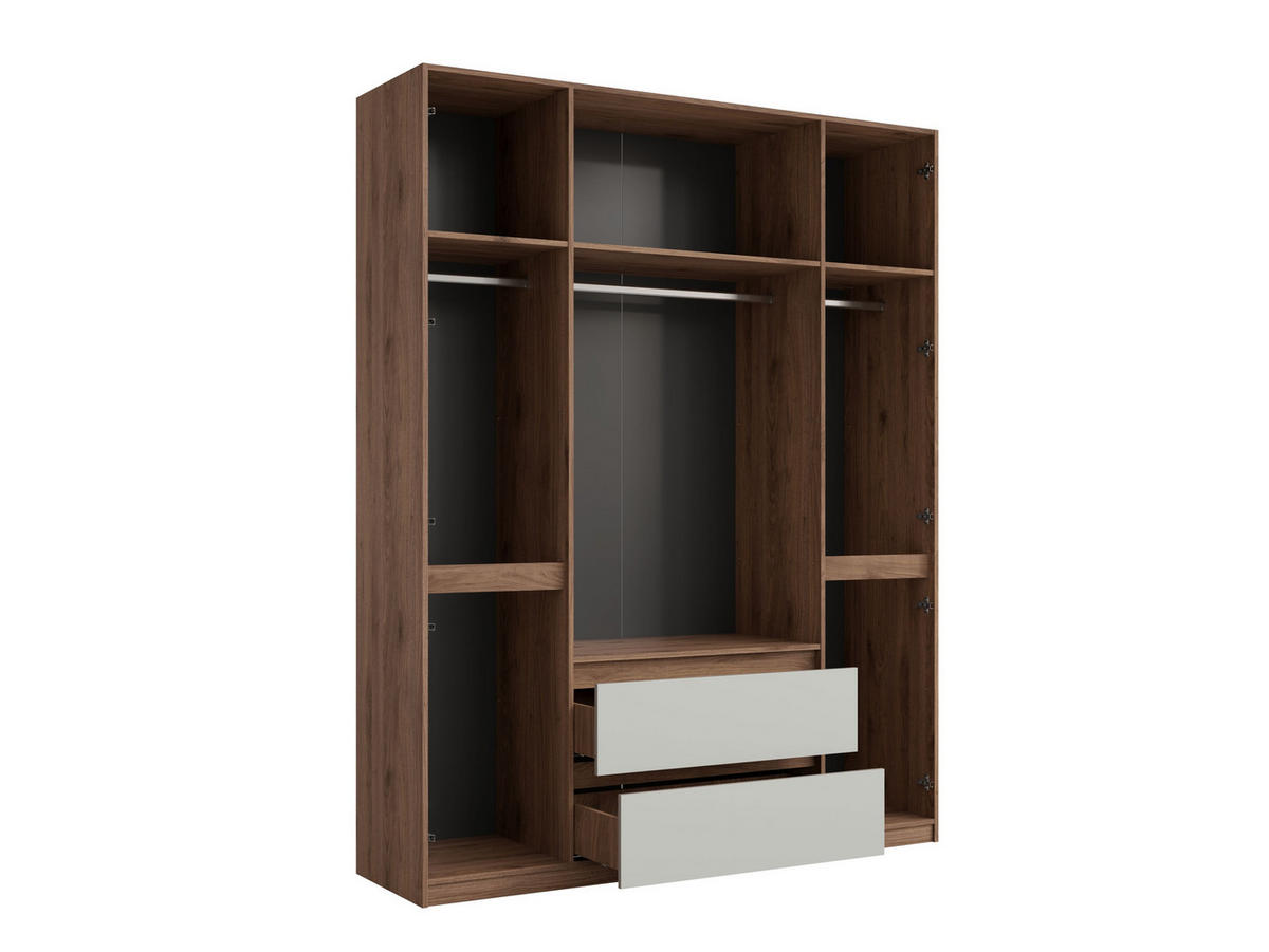 KLEIDERSCHRANK Walnuss, Neutralgrau 180/230,5/49,8 - Walnussfarben/Grau, Holzwerkstoff (180/231/50cm) - RAUMHIRSCH FURNITURE