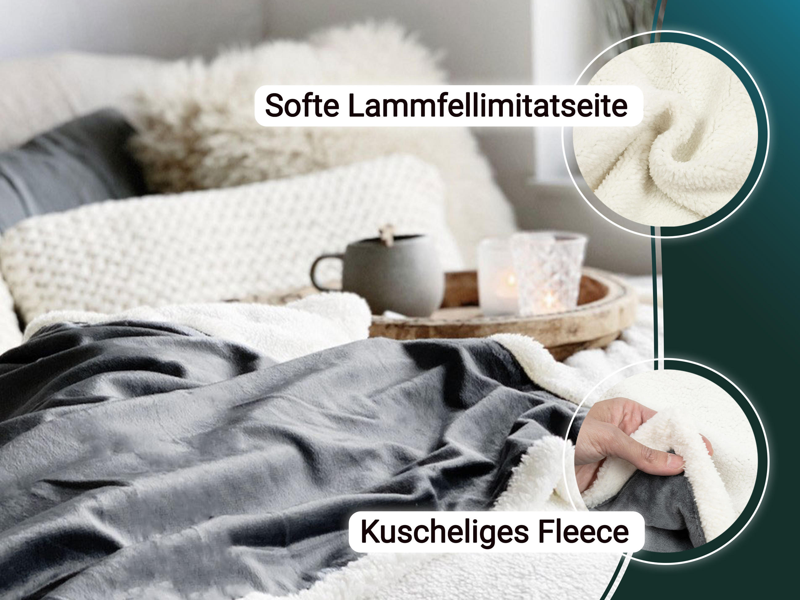 KUSCHELDECKE, 220x240 cm, 100% Polyester, Grau - Grau, Textil (220/240cm) - Zollner24