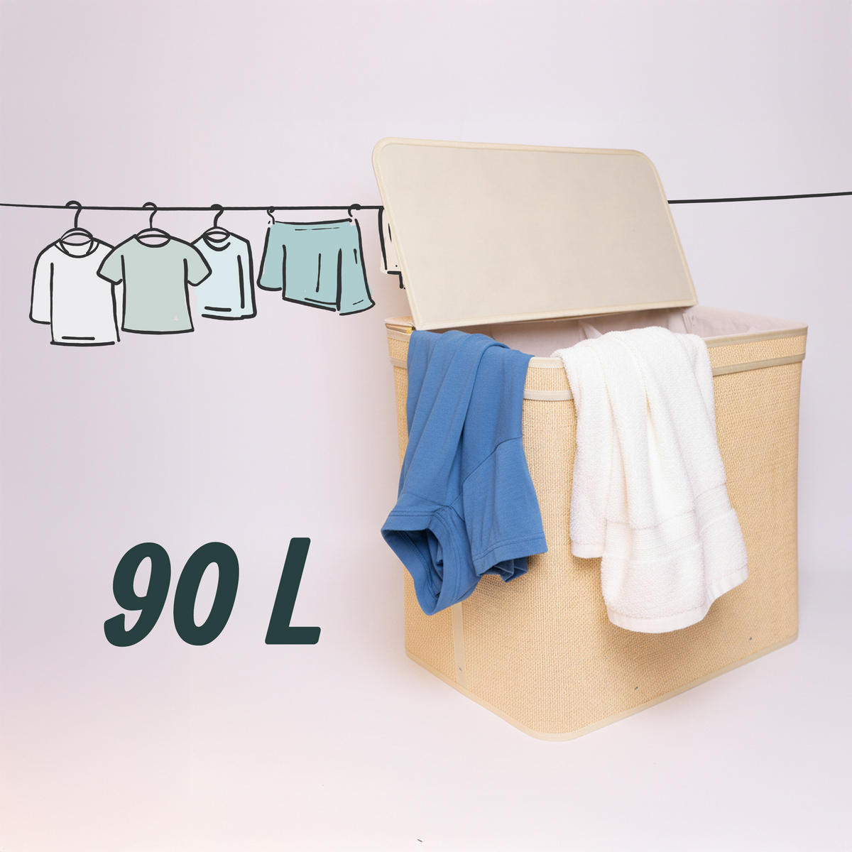 KÔŠ na prádlo - svetlohnedá, drevo/kompozitné drevo (33/49/61cm) - Relaxdays