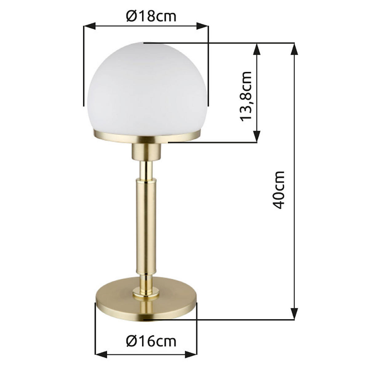 TISCHLEUCHTE Metall Messing Opalglas - Messingfarben, Glas (18/18/40cm) - Globo Lighting