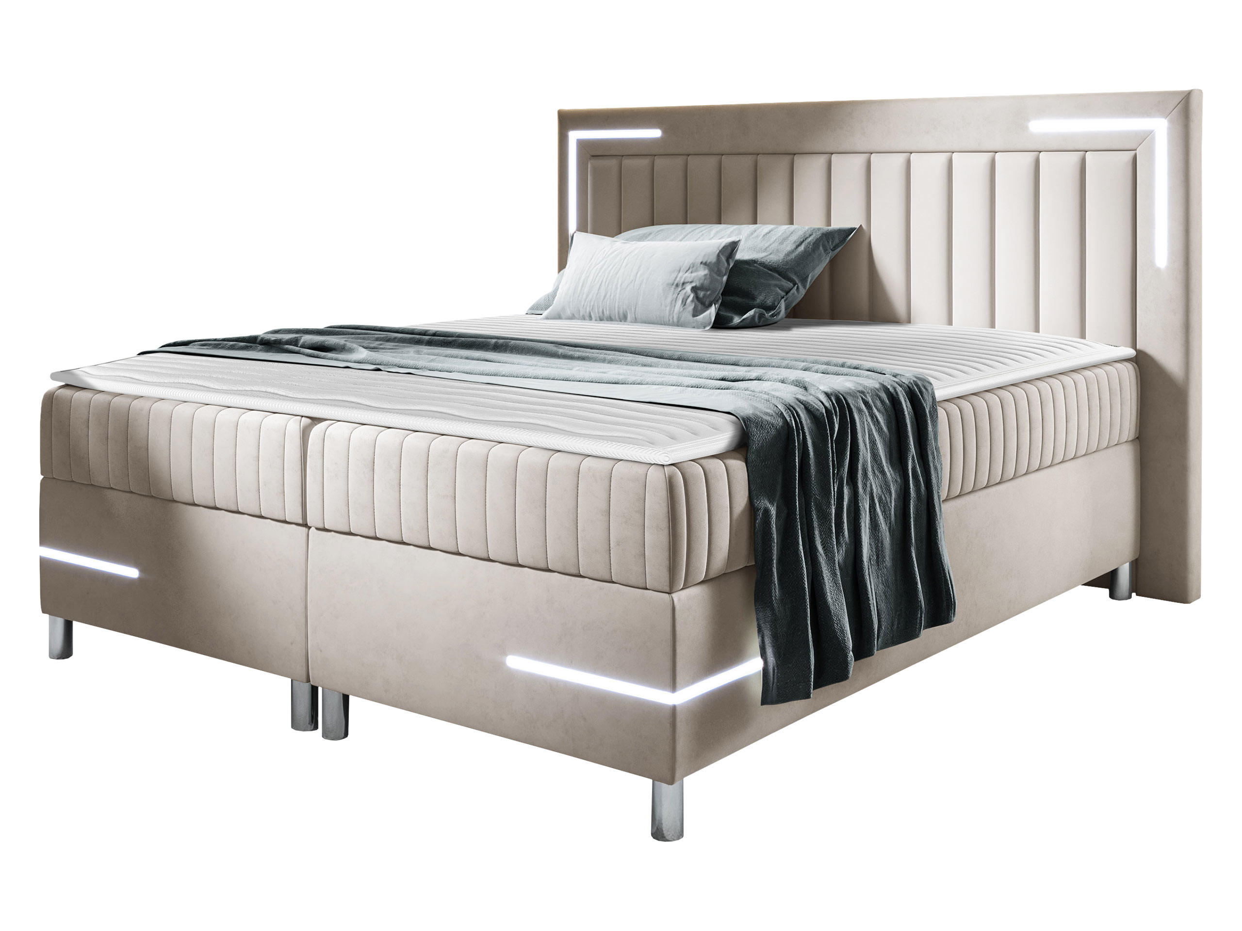 BOXBETT Tenosi 3 LED - Beige, Holz (160/200cm) - MIRJAN24