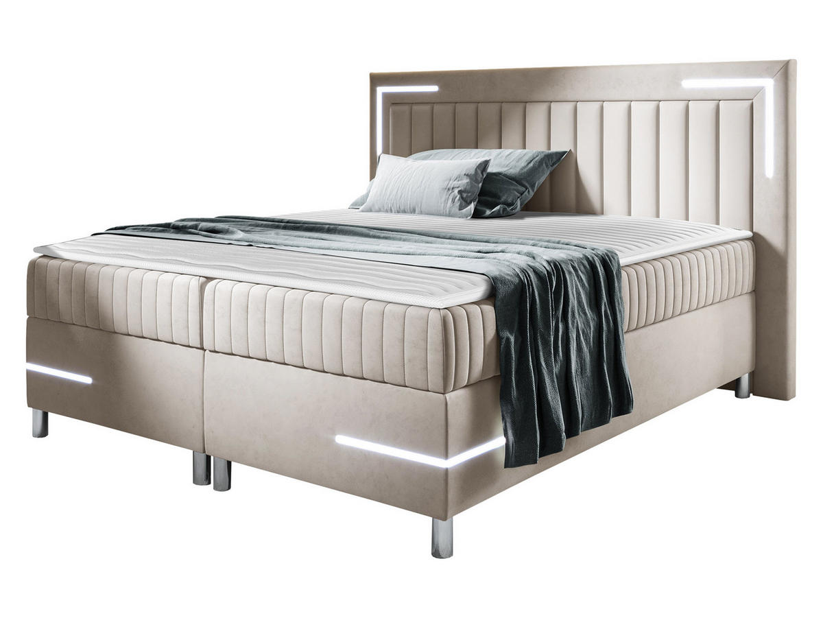 BOXBETT Tenosi 3 LED - Beige, Holz (160/200cm) - MIRJAN24