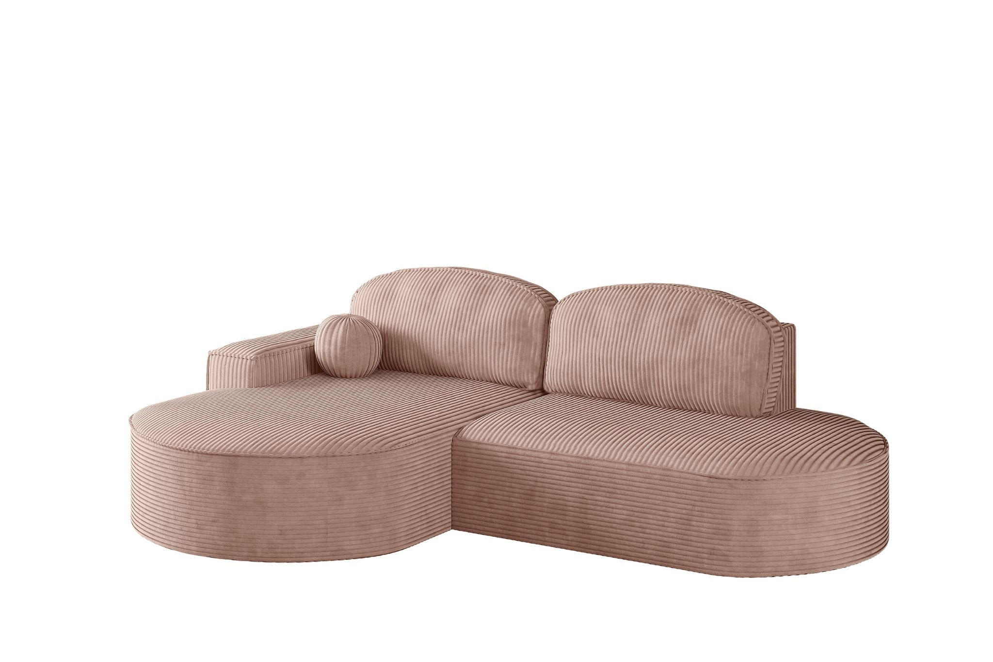 ECKSOFA mit Schlaffunktion und Bettkasten Modena Runden stoff Poso Rosa Links - Rosa, Holz/Textil (179/278cm) - Kaiser Möbel
