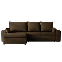 ECKSOFA Paco mit Bettkasten und Schlaffunktion, L-Form/XL-Form, Velourstoff, Universal - Braun, Holzwerkstoff (276/145cm) - 4ALL HOME