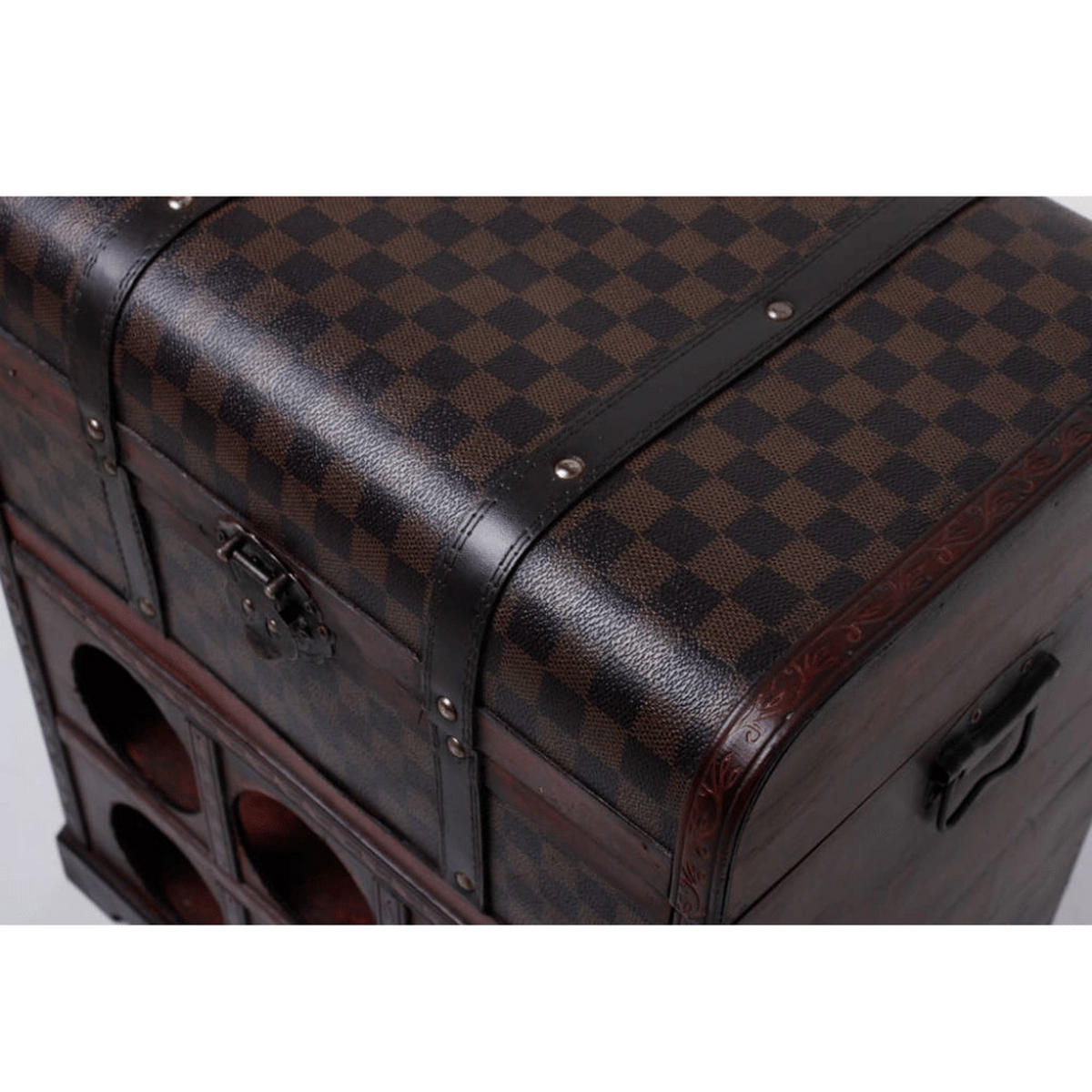 WEINREGAL Geuc Kolonialstil Holz Dunkelbraun 48x41x30,5cm - Dunkelbraun, Holz (41/48/30.5cm) - DELUKE