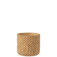 BLUMENTOPF GEWOBEN - Zement - Beige - L - Ø 18 cm - Beige, Stein (18/15.5cm) - J-Line