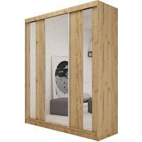 SCHWEBETÜRENSCHRANK Gabo 180 cm mit Spiegel, 3-türig, artisan - Braun, Kunststoff (180/216/61cm) - Margaret Hadas24