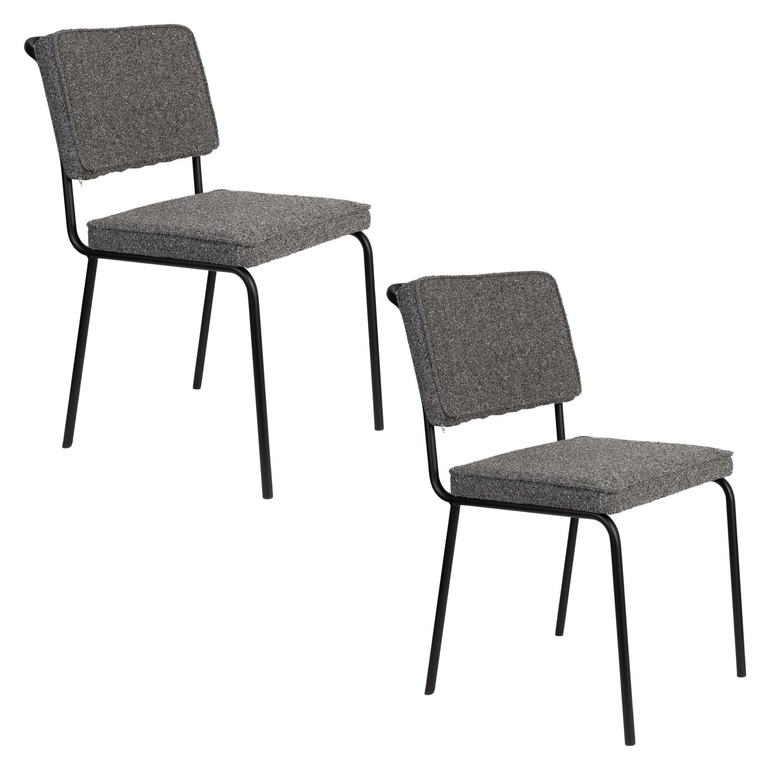 ESSZIMMERSTUHL Buddy Schwarz - 2 er Set - Schwarz, Textil (48/85/57cm) - Zuiver