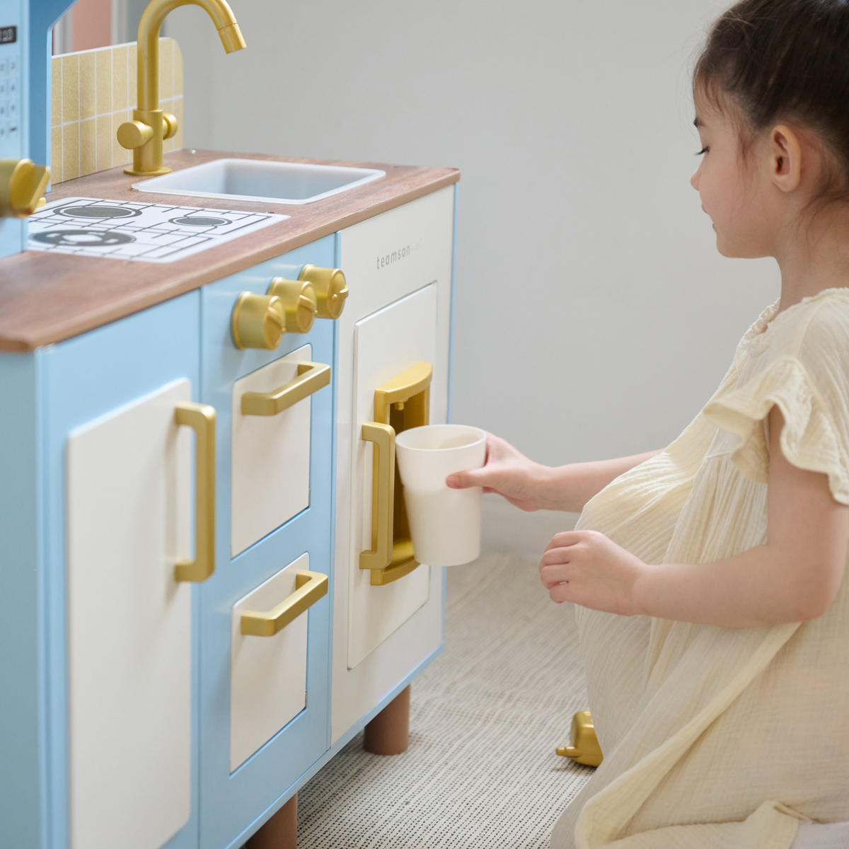 KINDERKUCHE Holz mit Eiswürfelspender, 75cm, Blau - Blau, Holzwerkstoff (80/30/75cm) - Teamson Kids