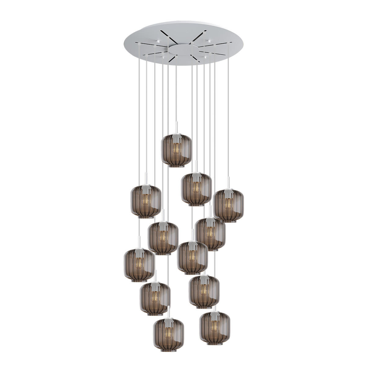 GALERIELEUCHTE Velo 12-flammig Rauch Ø 20cm - Anthrazit/Weiß, Glas (20/20/20cm) - s.luce