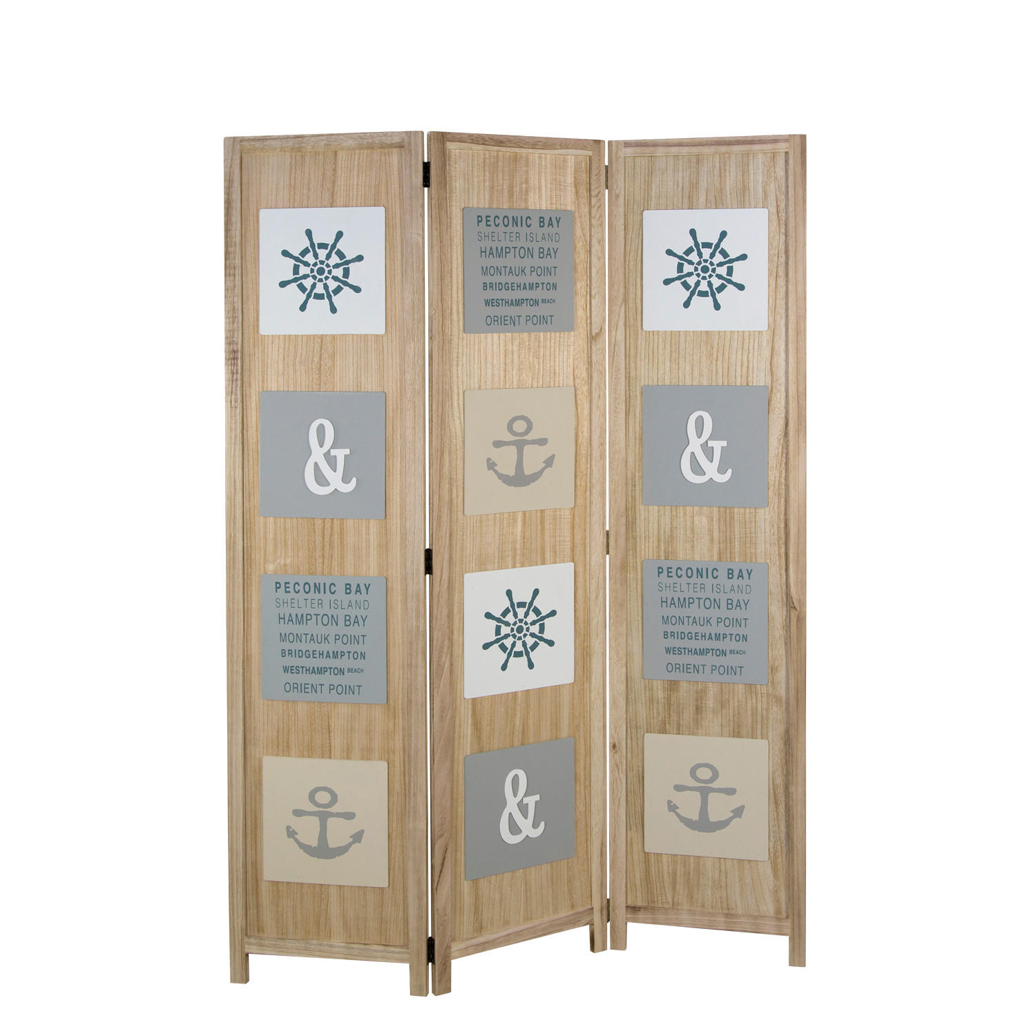 PARAVENT 3-tlg. 120/170 cm Braun Holzapplikationen - Braun, Holz (120/170/1cm) - Homestyle4u